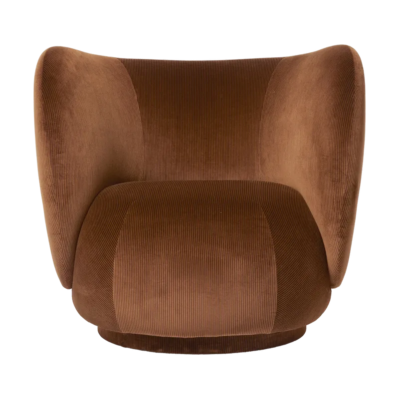 Rico lounge chair Sessel Devoré velvet-Rust by Ferm Living – product photo