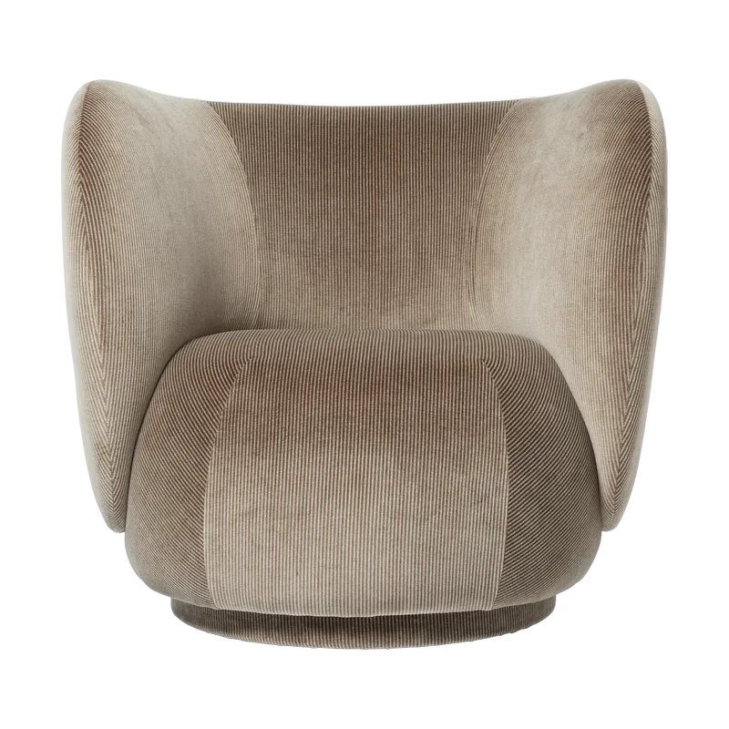 Rico lounge chair Sessel swivel Devoré velvet-Flint grey von Ferm Living – Produktfoto