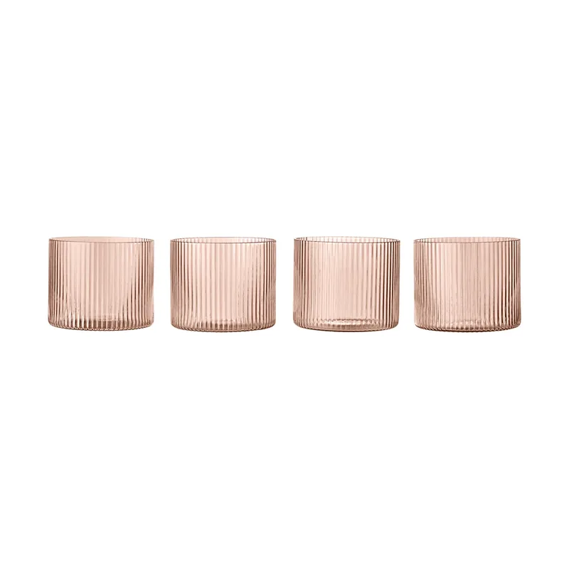 Ripple Glas niedrig 4er Pack Blush by Ferm Living – product photo