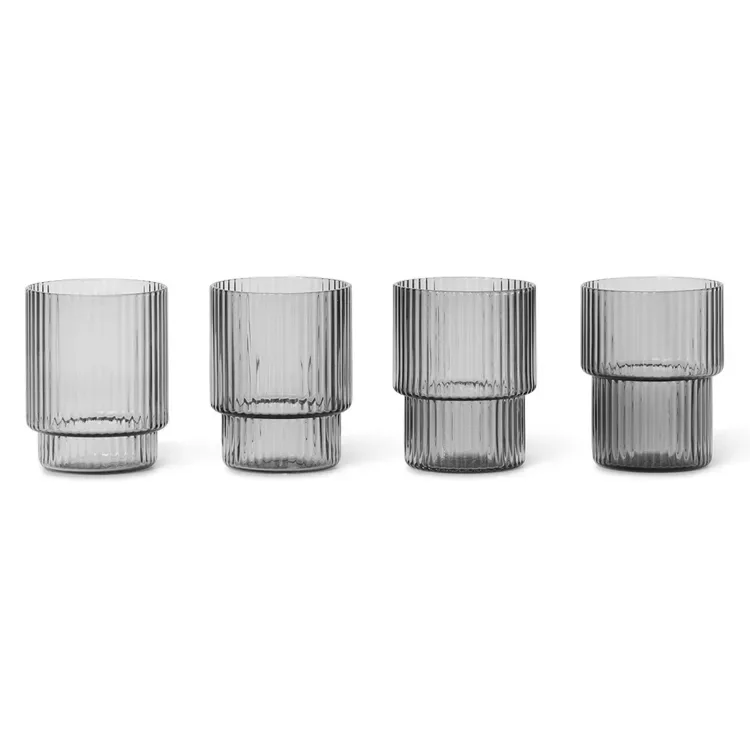 Ripple Glas small 6cl 4er Pack Smoked grey by Ferm Living – product photo