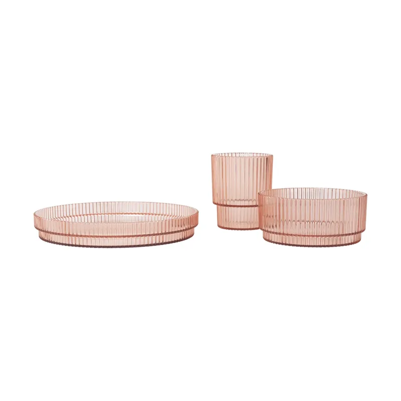 Ripple kids Kindergeschirr Blush, 3-teilig från Ferm Living – produktbild