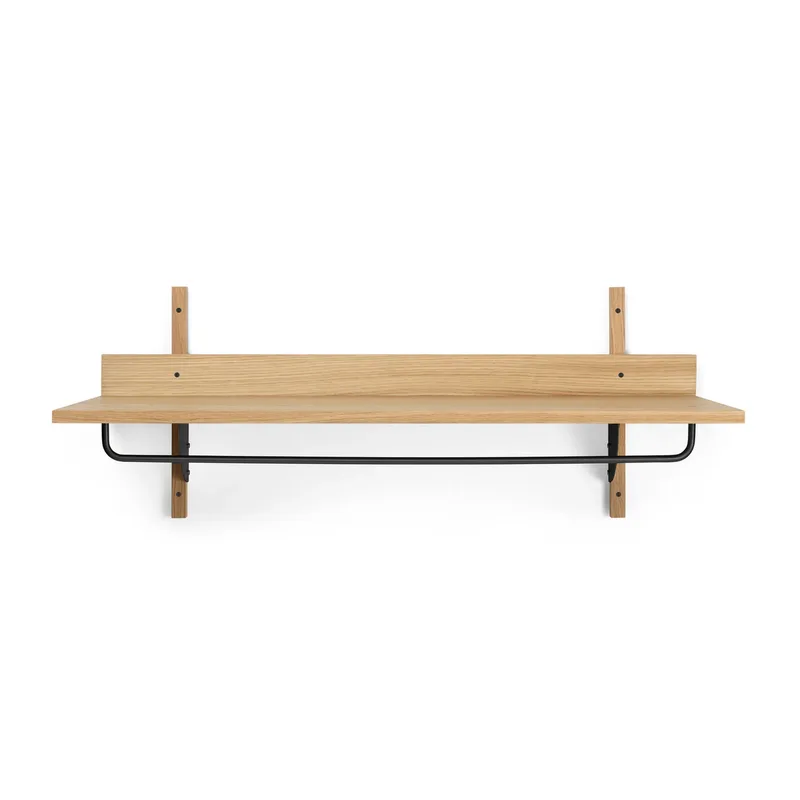 Sector Wandregal mit Stange 37 x 87cm Oak-black brass by Ferm Living – product photo
