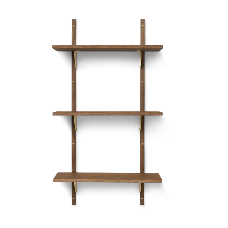 Sector Wandregal triple narrow Smoked Oak, brass von Ferm Living – Produktfoto