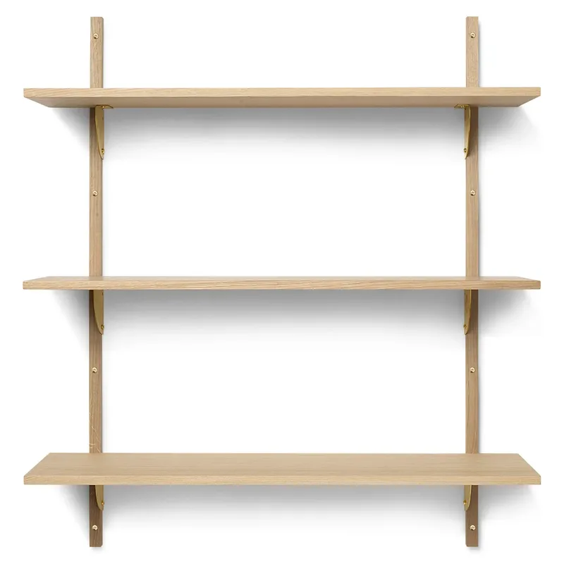 Sector Wandregal triple wide Eiche-Messing de Ferm Living – photo du produit