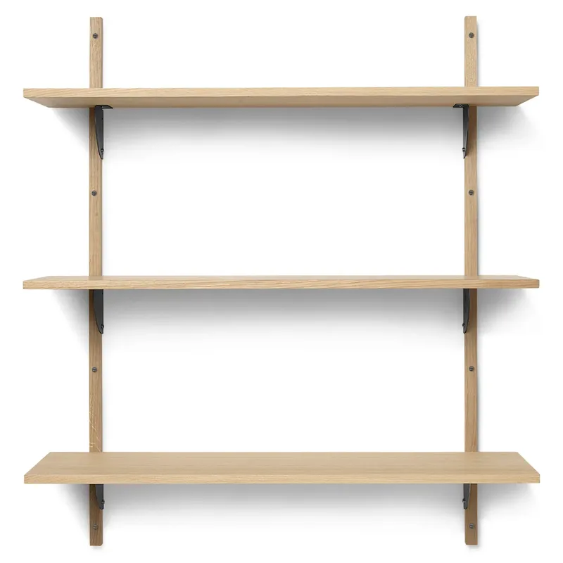 Sector Wandregal triple wide Eiche-schwarz von Ferm Living – Produktfoto