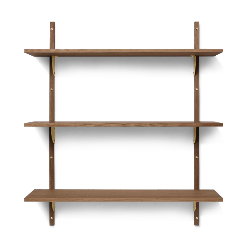 Sector Wandregal triple wide Smoked Oak, brass von Ferm Living – Produktfoto