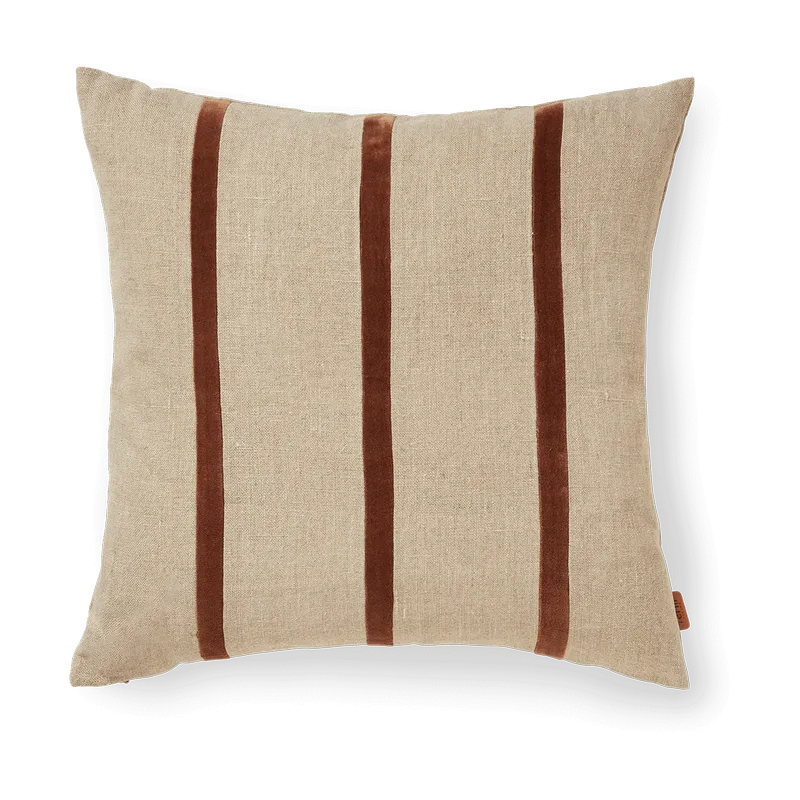 Senti Stripe Kissenbezug 50x50 cm Linen-carob brown by Ferm Living – product photo