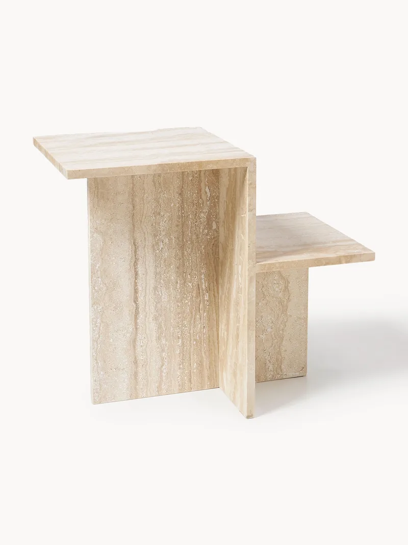 Travertijn bijzettafel Distinct met twee tafelbladen från Ferm Living – produktbild