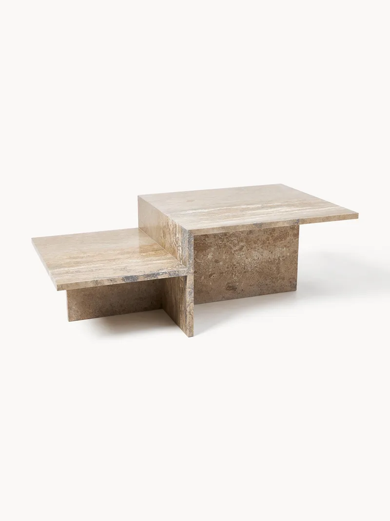 Travertijn salontafel Distinct met twee tafelbladen från Ferm Living – produktbild