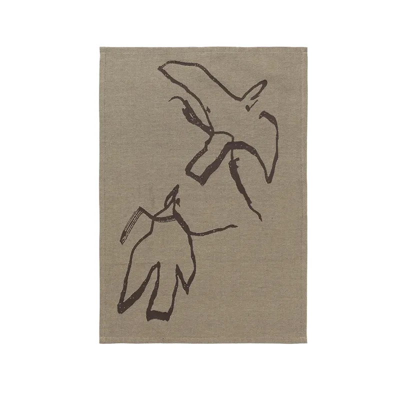Vuelo Tea Towel - Elm Green/Coffee von Ferm Living – Produktfoto
