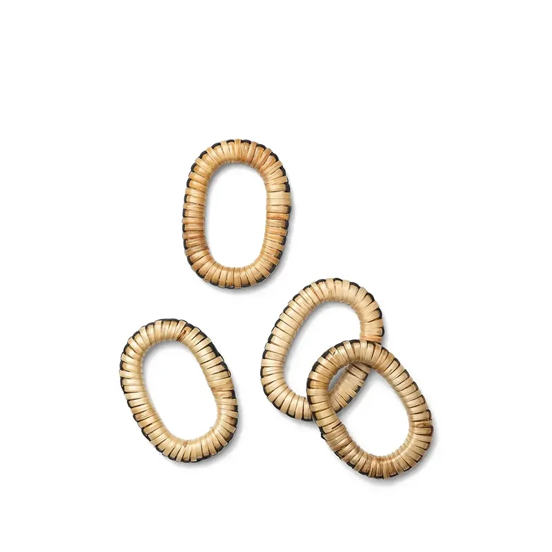 Weave Napkin Rings - Set of 4 - Natural/Black von Ferm Living – Produktfoto