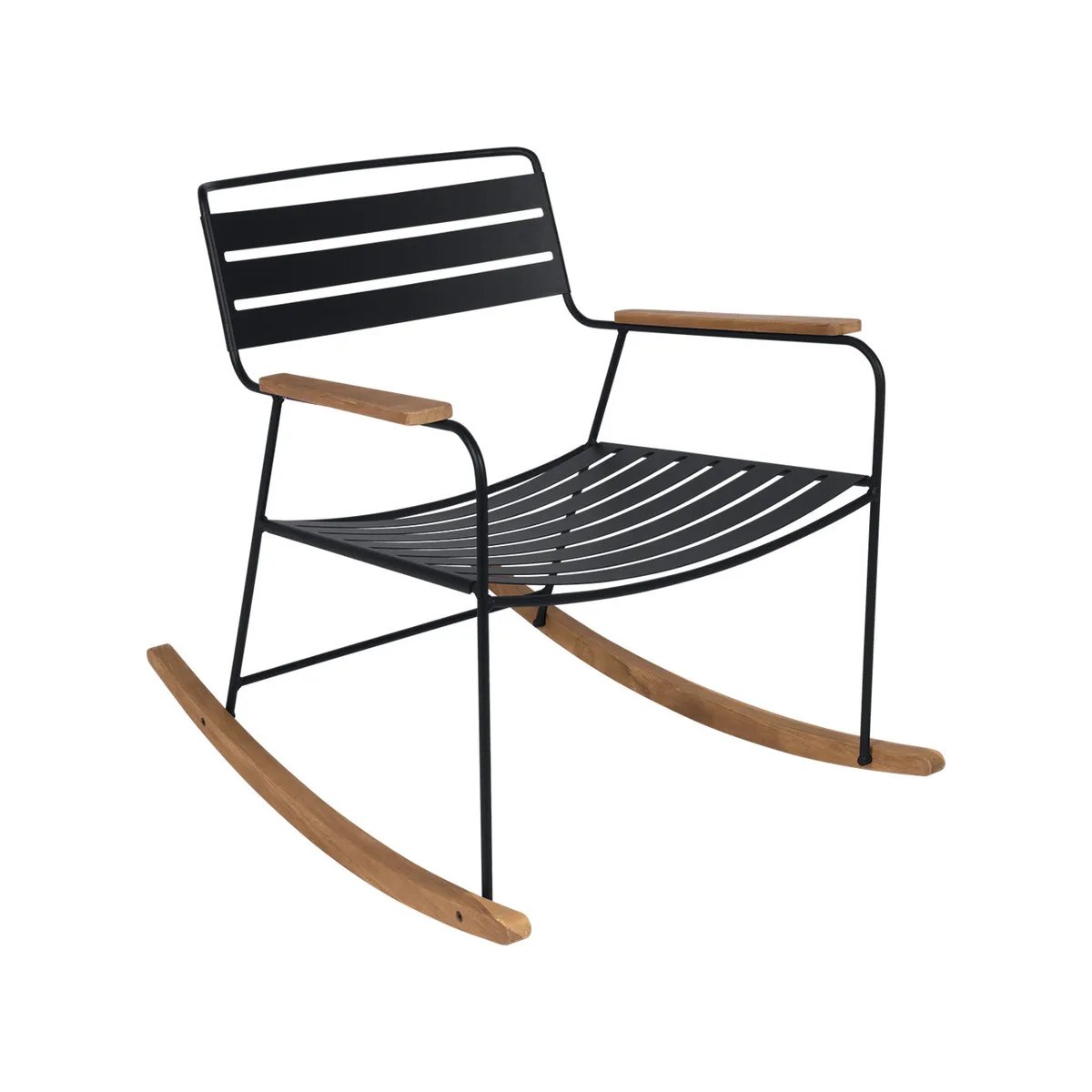 Schaukelstuhl Surprising - Schwarz - Teakholz - Designer Harald Guggenbichler by Fermob – product photo