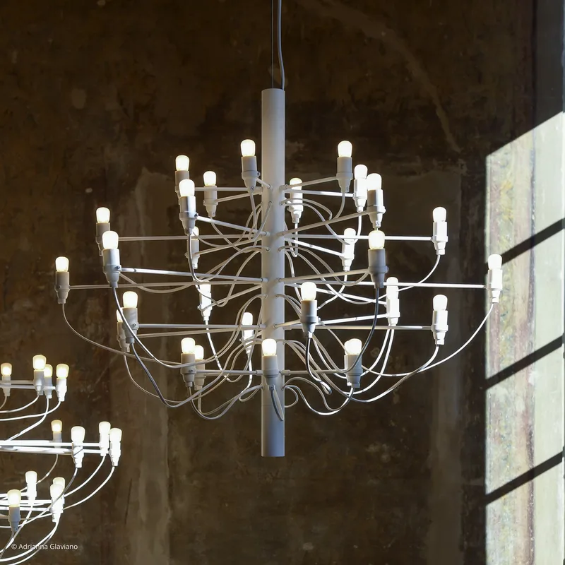 2097/30 C Hanglamp w/Frosted Bulbs Matte White - Flos - Woonkamer - Designer - Metaal - Meerdere lampen by FLOS – product photo