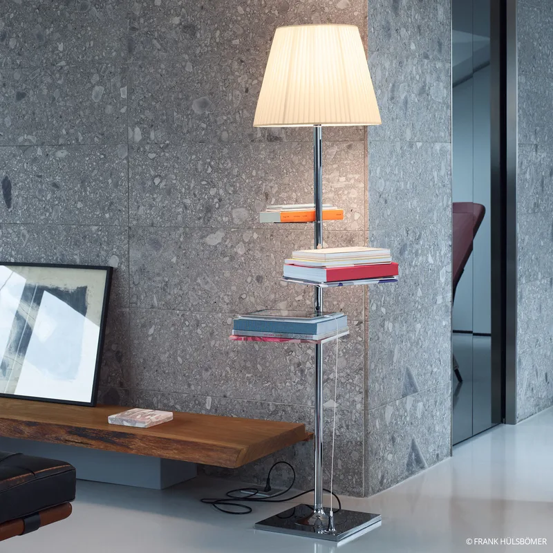 Bibliotheque National VloerLamp Soft - Flos BIBLIOTH.NAT - Woonkamer - Designer - Metaal - Met lampenkap von FLOS – Produktfoto