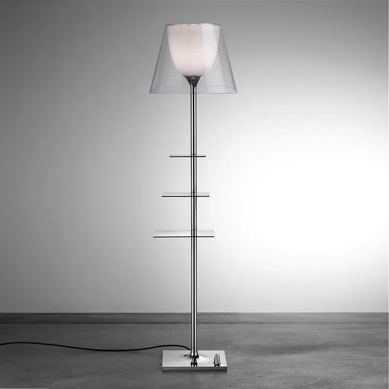 Bibliotheque National VloerLamp Transparant - Flos BIBLIOTH.NAT - Woonkamer - Designer - Metaal - Met lampenkap by FLOS – product photo