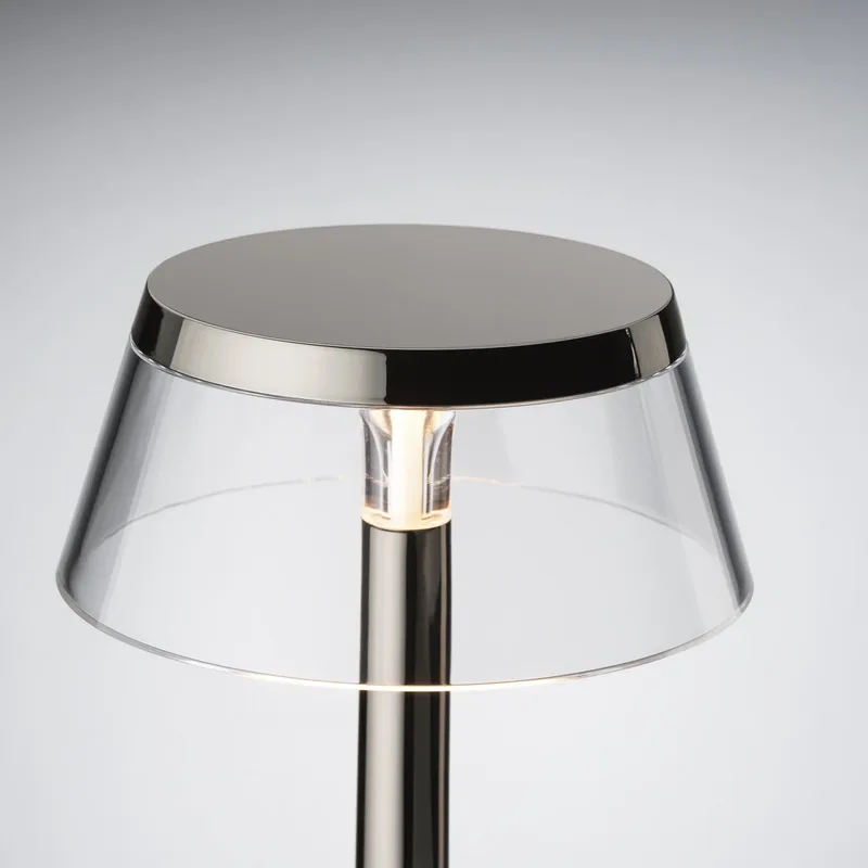 Bon Jour Unplugged Taffellamp Chrome/Black - Flos - Gang / Hal - Designer - Kunststof - Met lampenkap von FLOS – Produktfoto