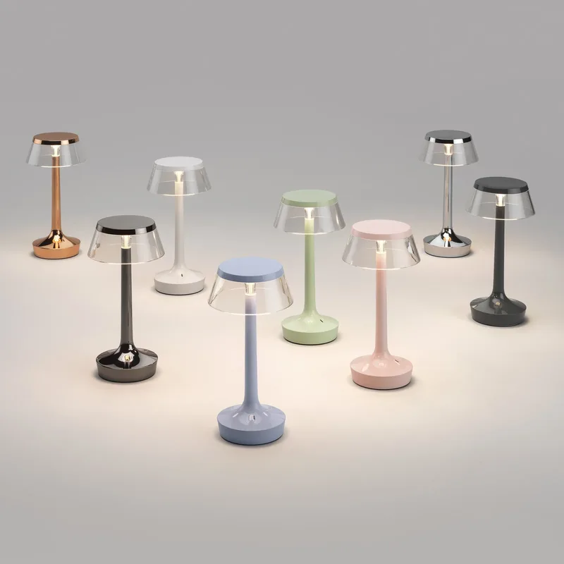 Bon Jour Unplugged Taffellamp Chrome - Flos - Gang / Hal - Designer - Kunststof - Met lampenkap von FLOS – Produktfoto