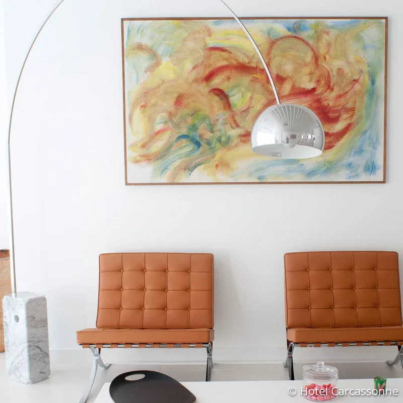 Boogstaande vloerlamp Arco, chroom, hoogte 240 cm, E27 - FLOS - Woonkamer - Designer - Steen - 1 lamp by FLOS – product photo