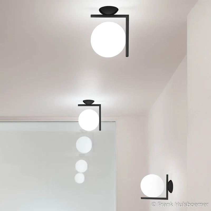 IC C/W1 plafondlamp/wandlamp matzwart - FLOS - Woonkamer - Designer - Metaal - Bol van FLOS – productfoto