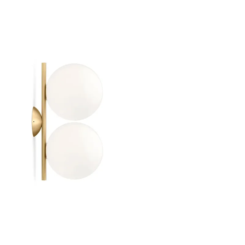 IC lights C/W1 Double Wandleuchte Messing gebürstet-opalglas von Flos – Produktfoto