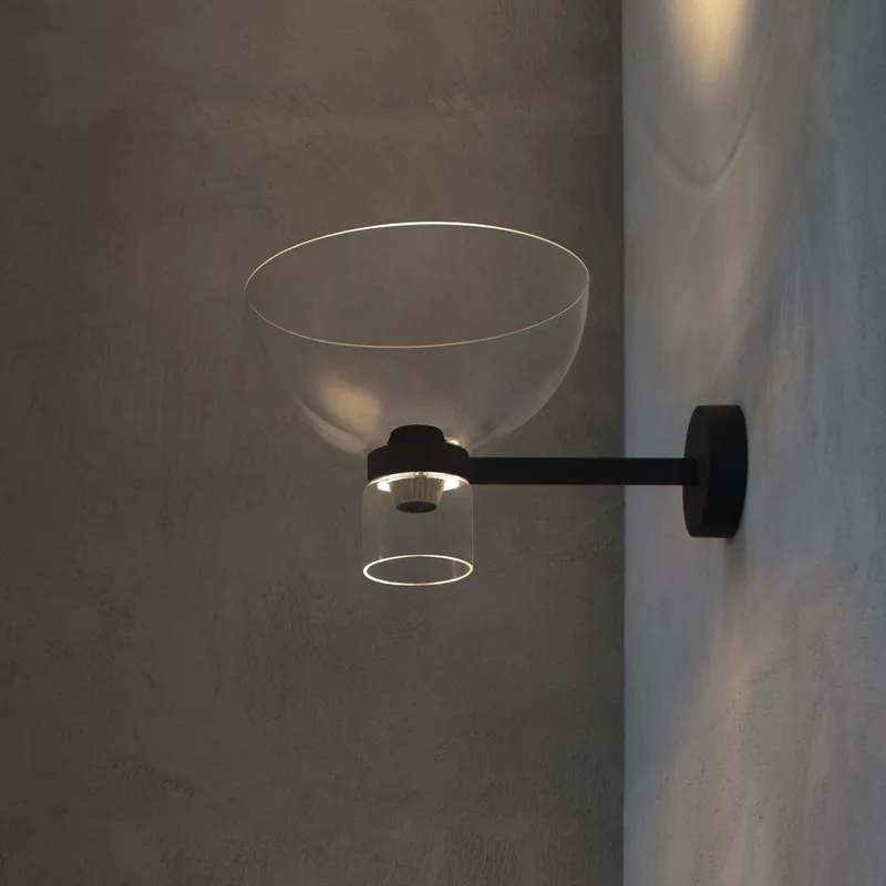 Nocturne Bowl LED wandlamp, zwart, glas, dimbaar - FLOS - Gang / Hal - Designer - Aluminium - Met lampenkap van FLOS – productfoto