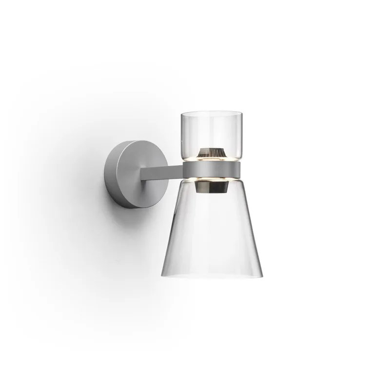 Nocturne Cone LED wandlamp, zilver, glas, dimbaar - FLOS - Woonkamer - Designer - Aluminium - Met lampenkap van FLOS – productfoto
