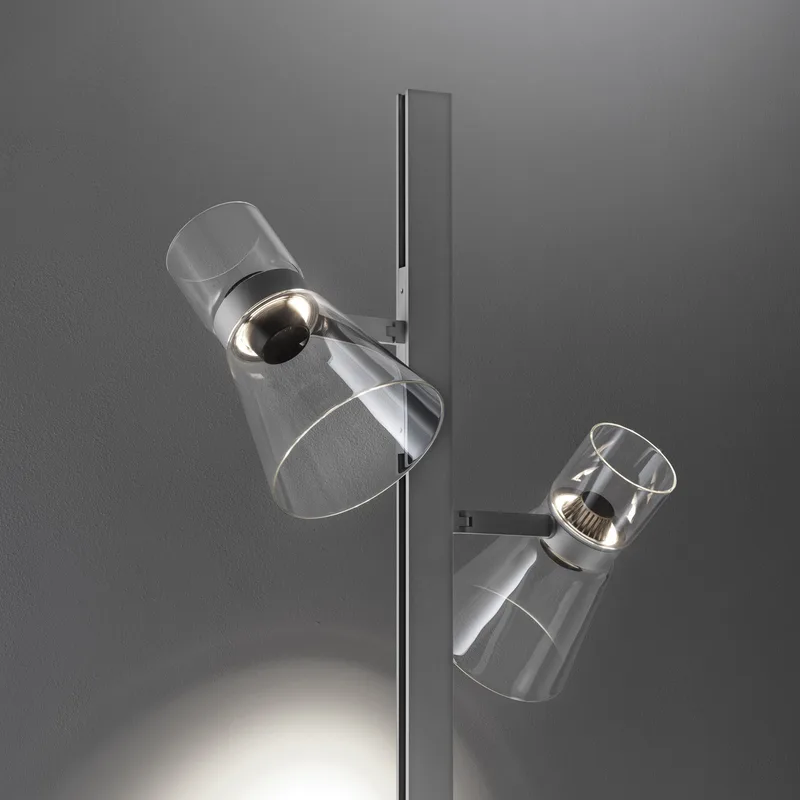 Nocturne F2 Cone LED vloerlamp, zilver, 2-lamps, 206 cm - FLOS - Woonkamer - Designer - Aluminium - Met lampenkap van FLOS – productfoto