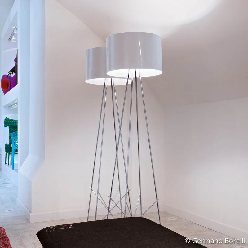Ray F2 Staande Lamp Glas - Flos - Woonkamer - Designer - Metaal - Met lampenkap by FLOS – product photo