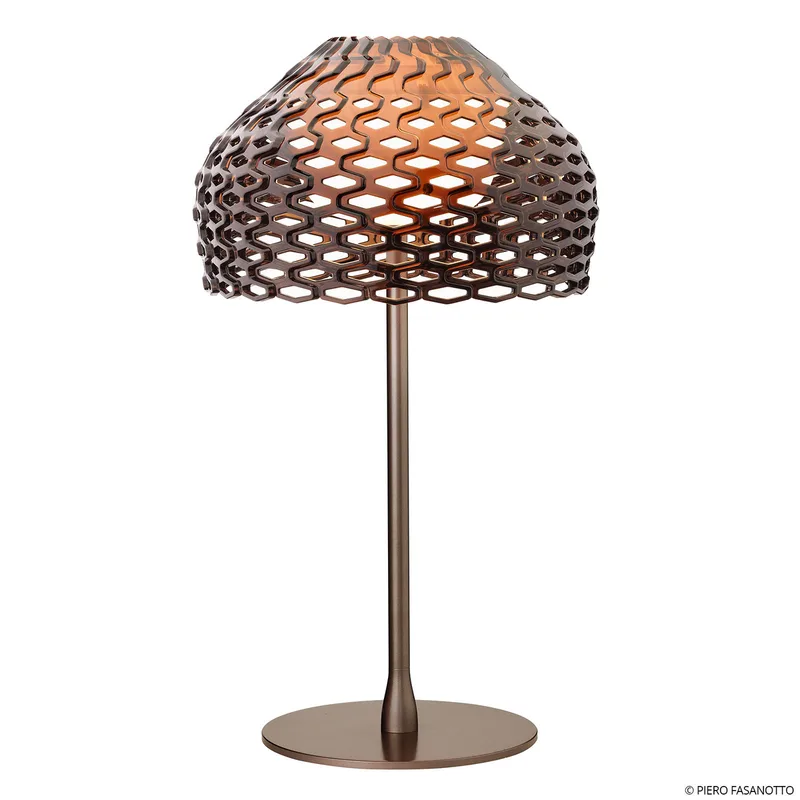 Tatou T tafellamp Ochre Grey - FLOS - Woonkamer - Designer - Metaal - Met lampenkap von FLOS – Produktfoto