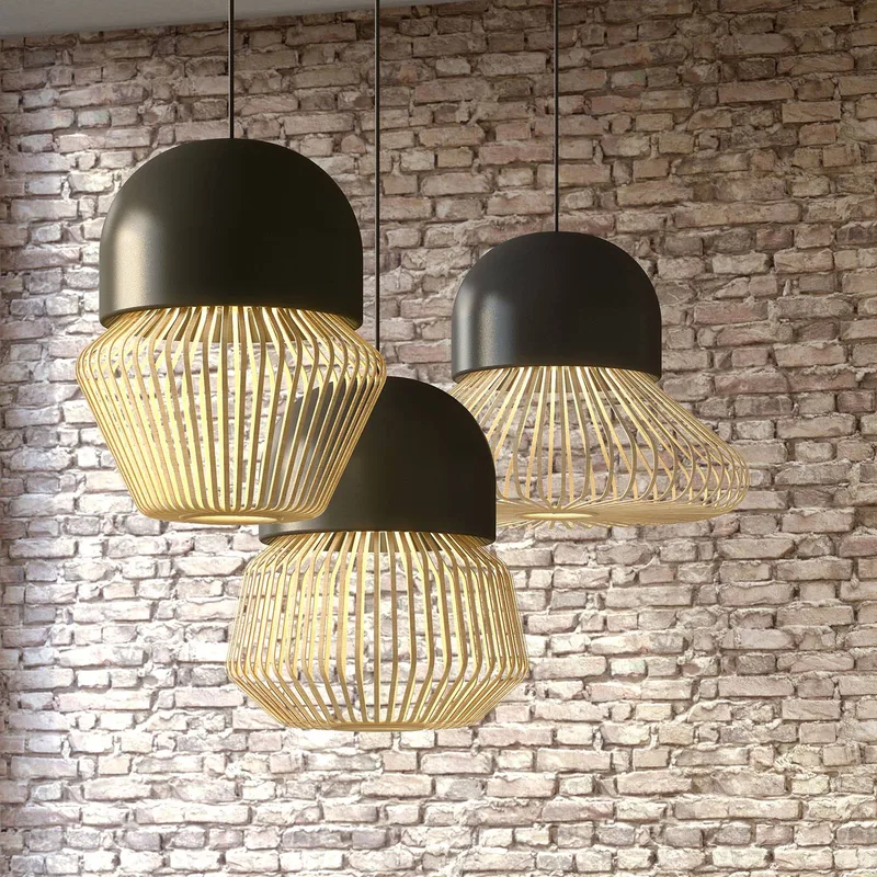 Anemos M hanglamp, 39 cm, donkergrijs de Forestier en Gris foncé, Licht hout – photo du produit