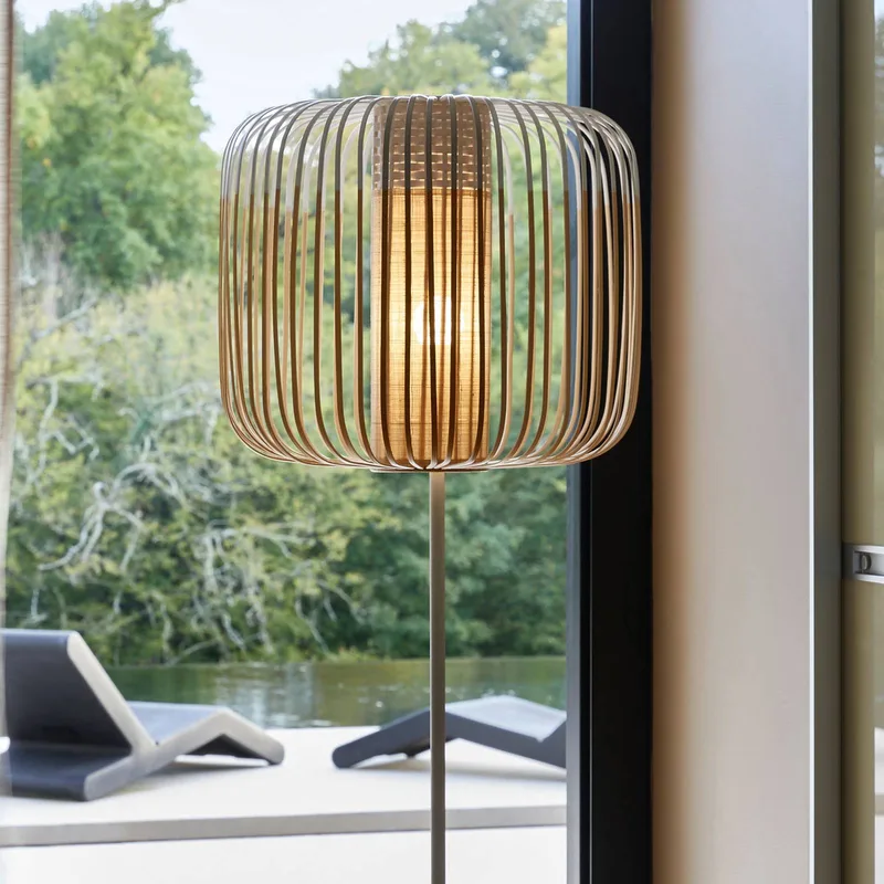 Bamboo Light vloerlamp 1-lamp wit by Forestier in White, Helder hout – product photo