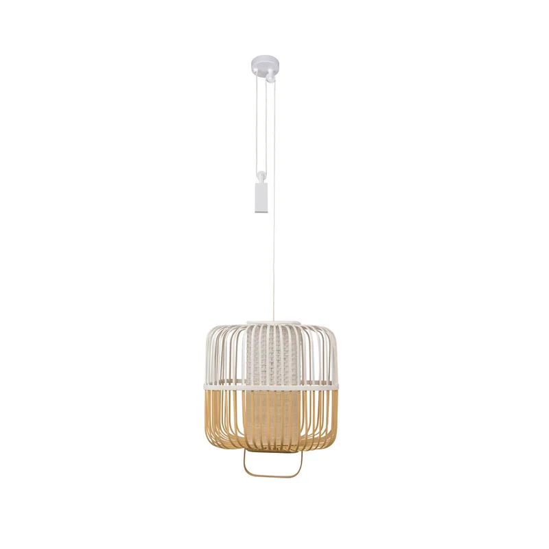 Bamboo Square M hanglamp, wit, Ø 43 cm von Forestier – Produktfoto
