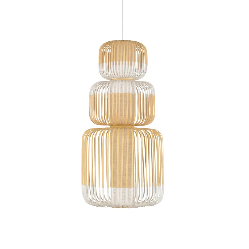 Bamboo Totem hanglamp, wit, hoogte 89,4 cm von Forestier – Produktfoto