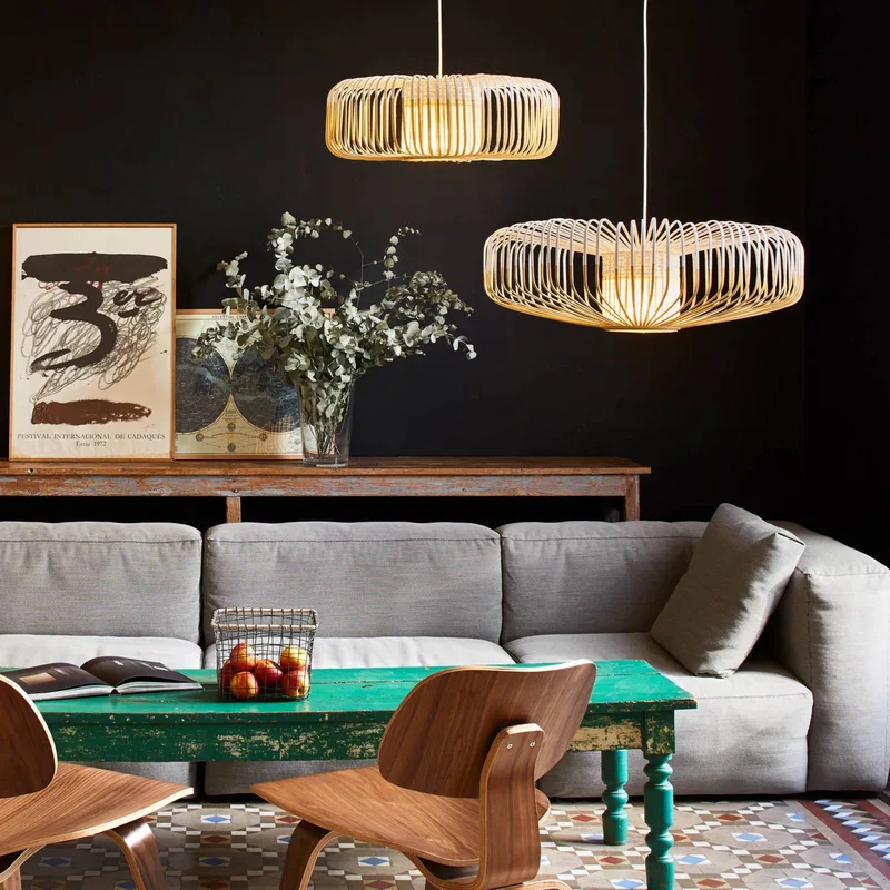 Bamboo up XXL hanglamp wit/natuur by Forestier in White, Natuurlijk – product photo