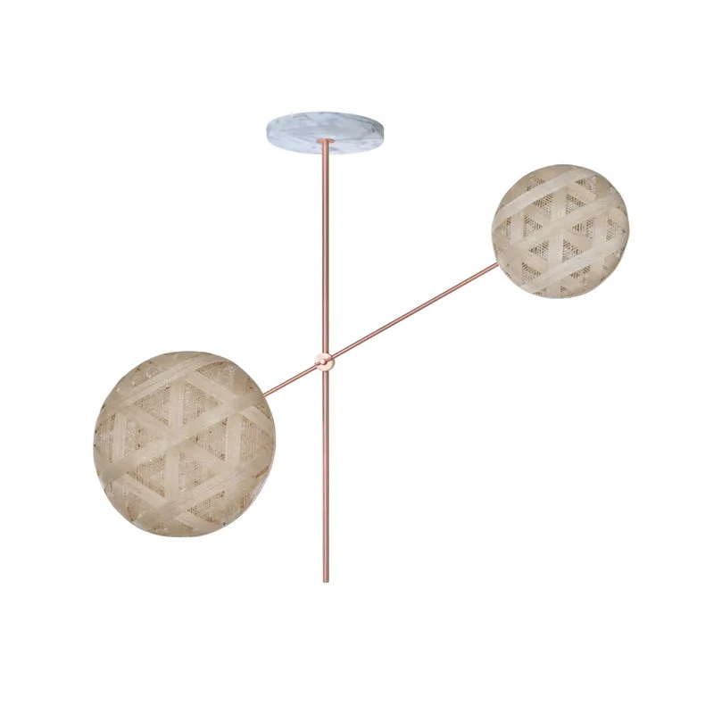 Chanpen 2L hanglamp, 2-lamps, beige/koper von Forestier – Produktfoto