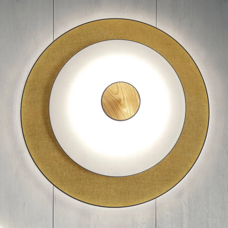 Cymbal S LED wandlamp, brons von Forestier in Bronze, Weiß, Hout licht – Produktfoto