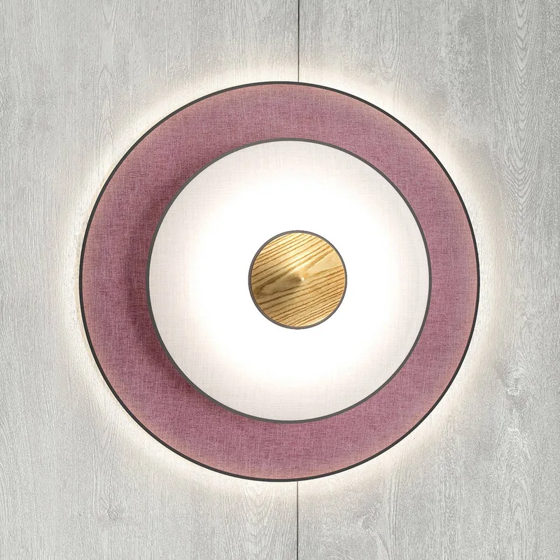 Cymbal S LED wandlamp, poederroze by Forestier in Pink, White, Hout licht – product photo