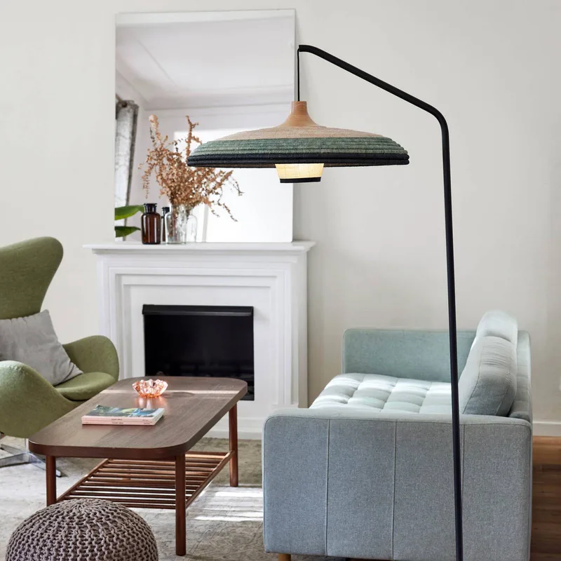 Grass vloerlamp, blauw de Forestier en Bleu, Naturel – photo du produit