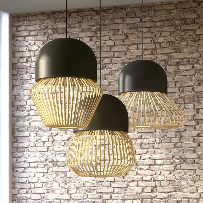 hanglamp Anemos L, donkergrijs, Ø 55 cm, E27 van Forestier in Donkergrijs, Licht hout – productfoto