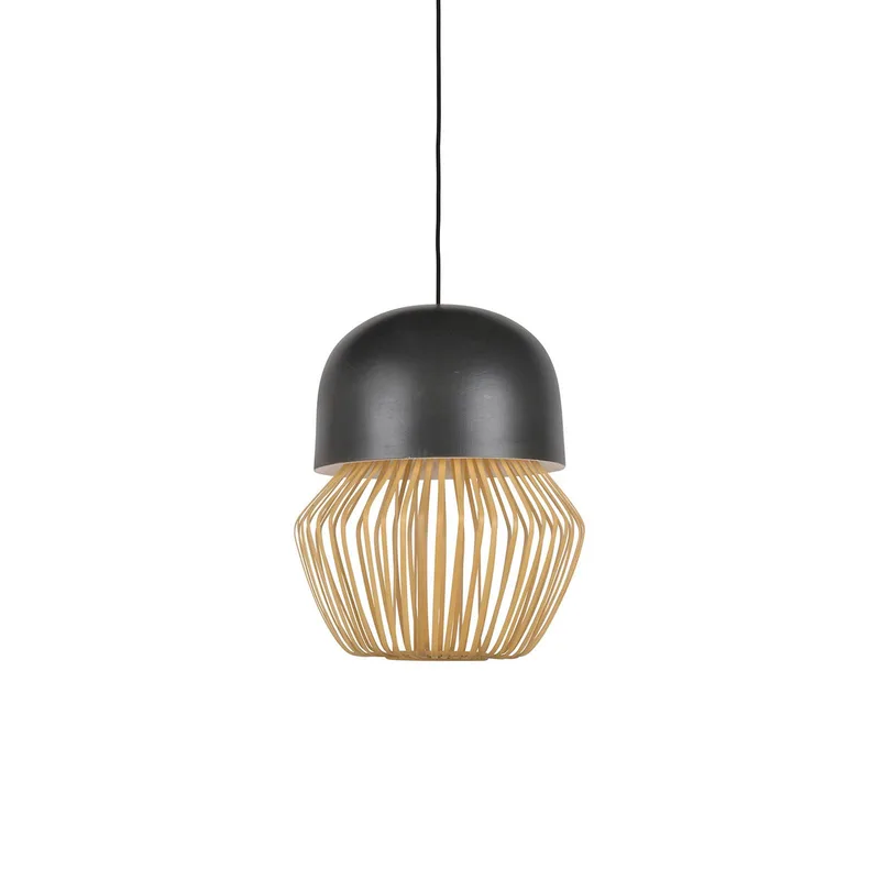 hanglamp Anemos S, donkergrijs, Ø 35 cm, E27 de Forestier en Gris foncé, Licht hout – photo du produit 2 sur 2