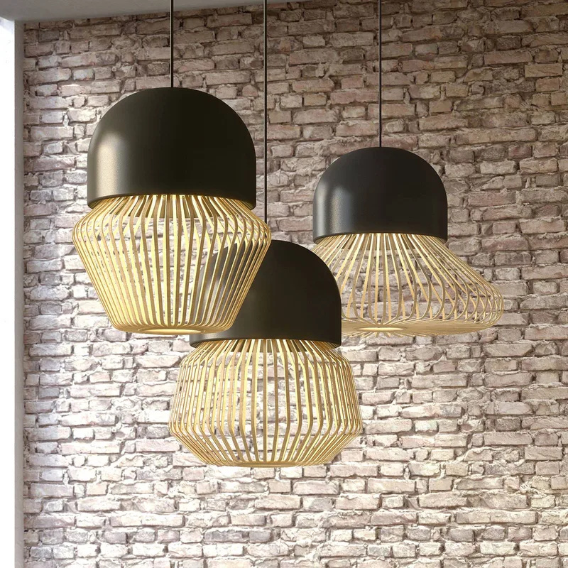hanglamp Anemos S, donkergrijs, Ø 35 cm, E27 by Forestier in Dark grey, Licht hout – product photo