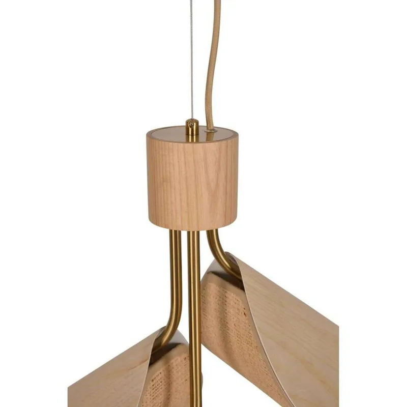 Lys hanglamp S, 3-lamps, lichtbruin, raffia/hout by Forestier – product photo