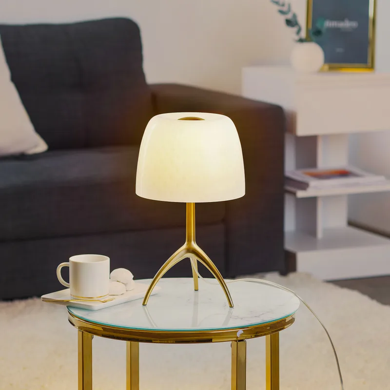 Lumiere 30 tafellamp, 35 cm, blaasglas, dimbaar - Foscarini - Woonkamer - Designer - Met lampenkap von Foscarini – Produktfoto