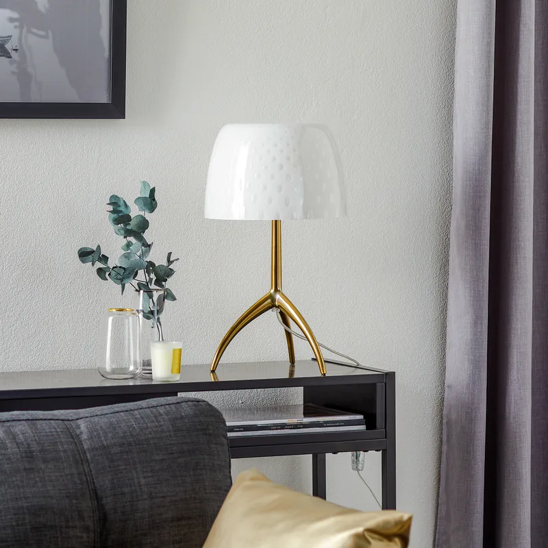 Lumiere 30 tafellamp, 45 cm, blaasglas, dimbaar - Foscarini - Woonkamer - Designer - Met lampenkap von Foscarini – Produktfoto