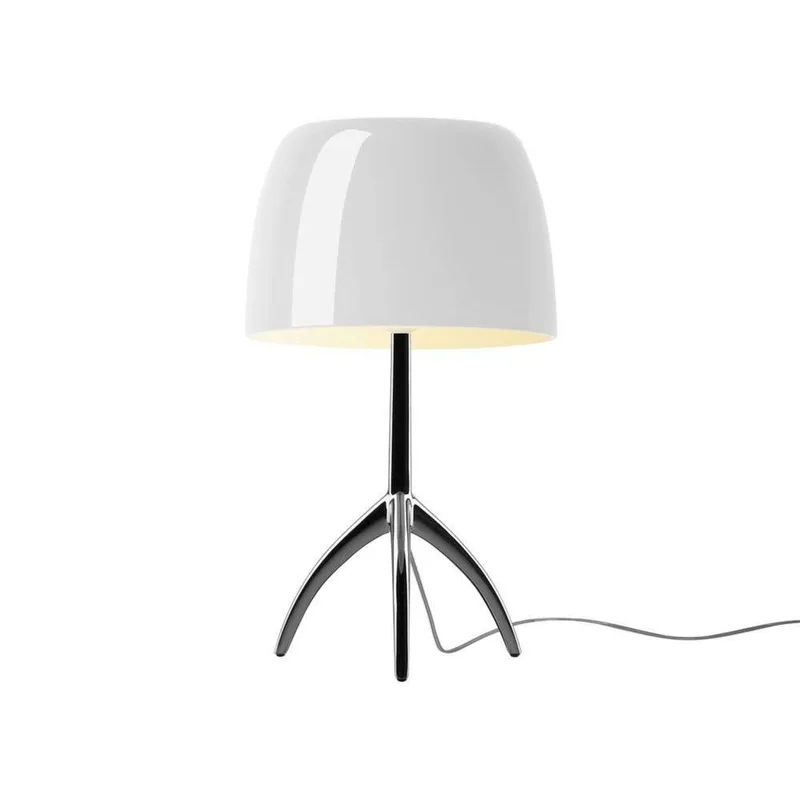 Lumiere Grande tafellamp, chroom/wit, 45 cm - Foscarini - Woonkamer - Aluminium von Foscarini – Produktfoto