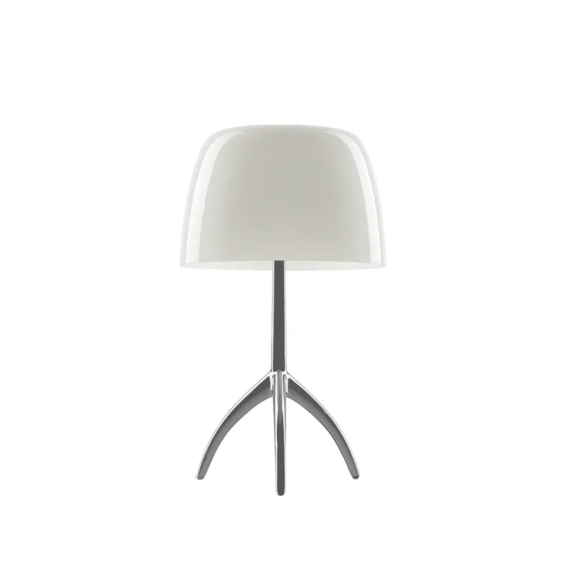 Lumiere Piccola dimmbare Tischleuchte Warmweiß Schirm-Aluminiumfuß de Foscarini – photo du produit