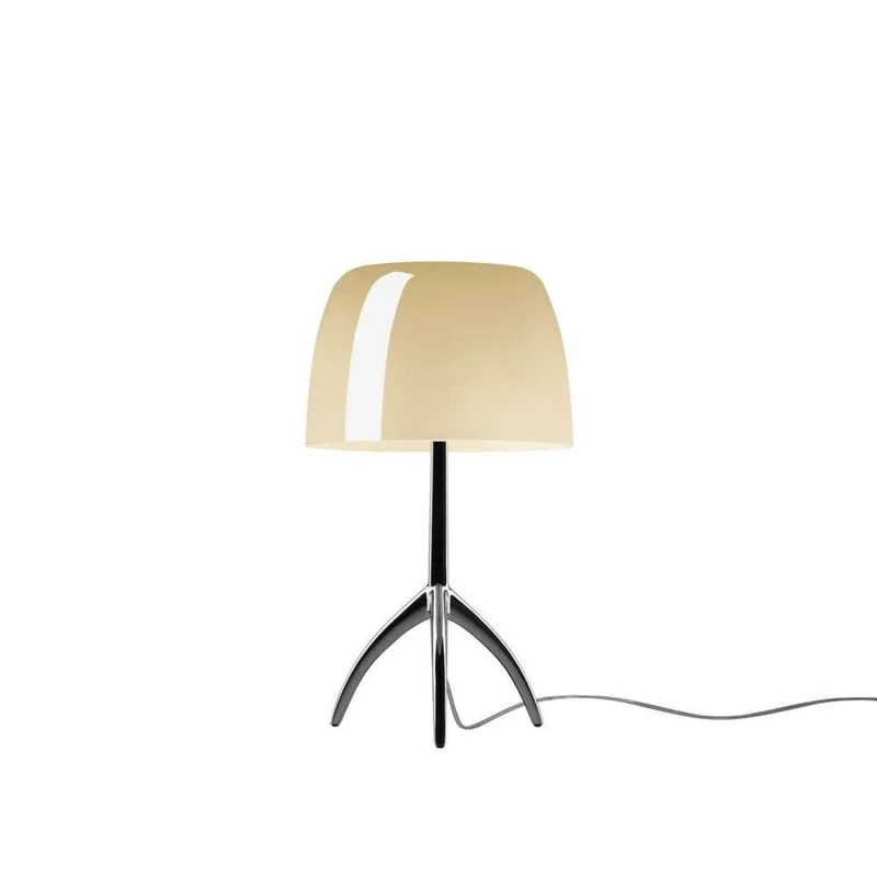 Lumiere Piccola tafellamp, chroom/beige, 35 cm - Foscarini - Woonkamer - Aluminium by Foscarini – product photo