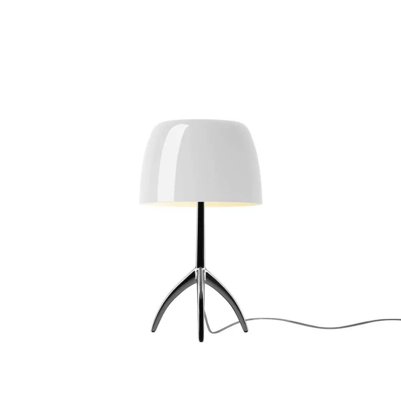 Lumiere Piccola tafellamp, chroom/wit, 35 cm - Foscarini - Woonkamer - Aluminium von Foscarini – Produktfoto