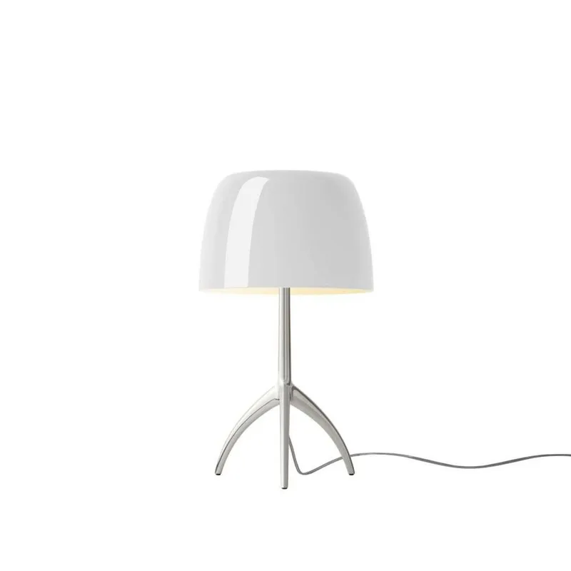 Lumiere Piccola Tafellamp E14 Alu/Wit - Foscarini - Woonkamer - Aluminium von Foscarini – Produktfoto