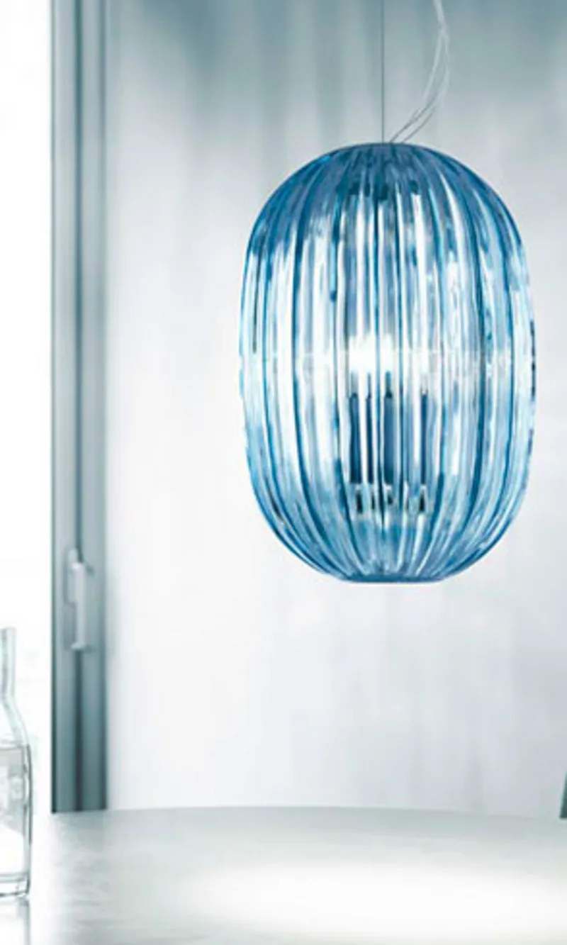 Plass Medium Hanglamp Licht Blauw 3,2m - Foscarini - Eetkamer - Kunststof von Foscarini – Produktfoto